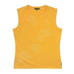 Burberry Yellow Graphic Print Cotton Sleeveless Shirt Women's Size L